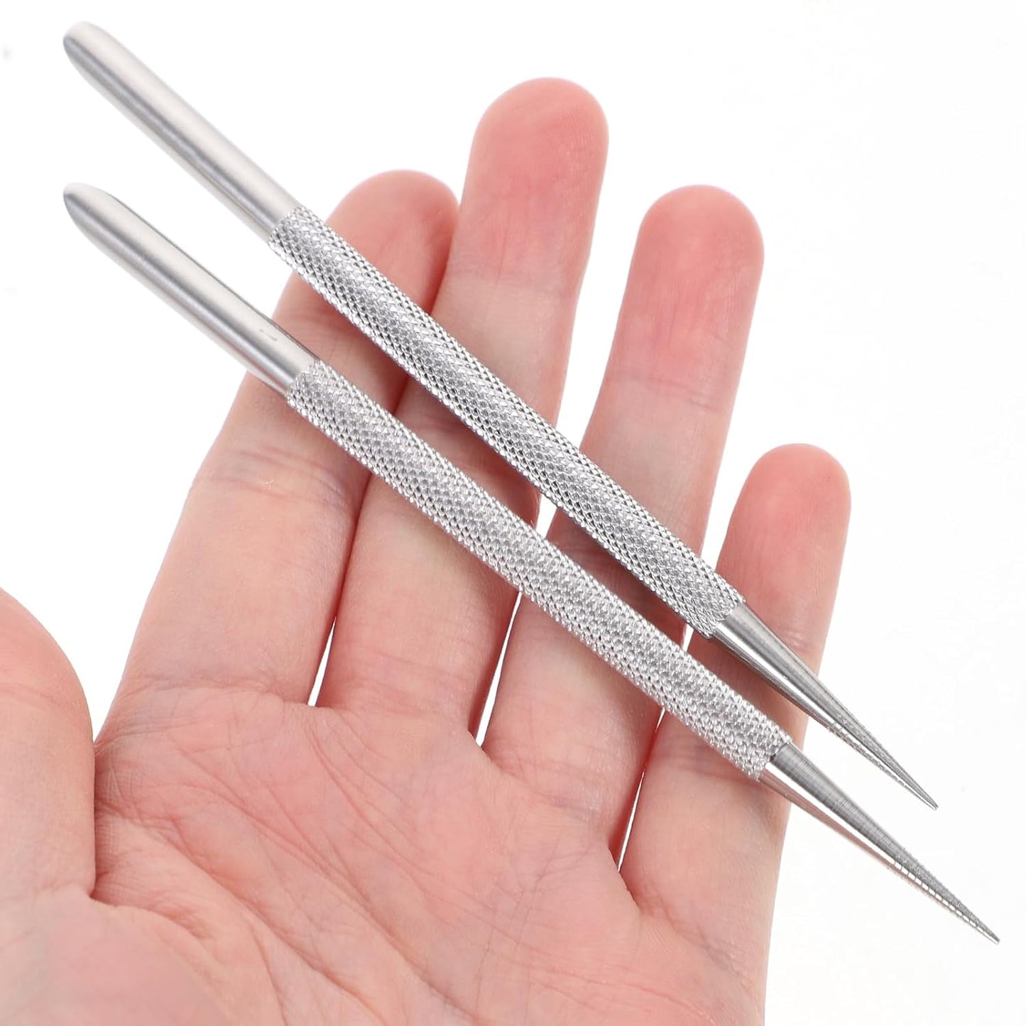 Beavorty Cuticle Pushers 2-Pack Stainless Steel Double-Head Nail Cleaner Remover with Non-slip Handle Gel Fingernails Dead Skin Polish Peeler for Manicure Fingernails Toenails