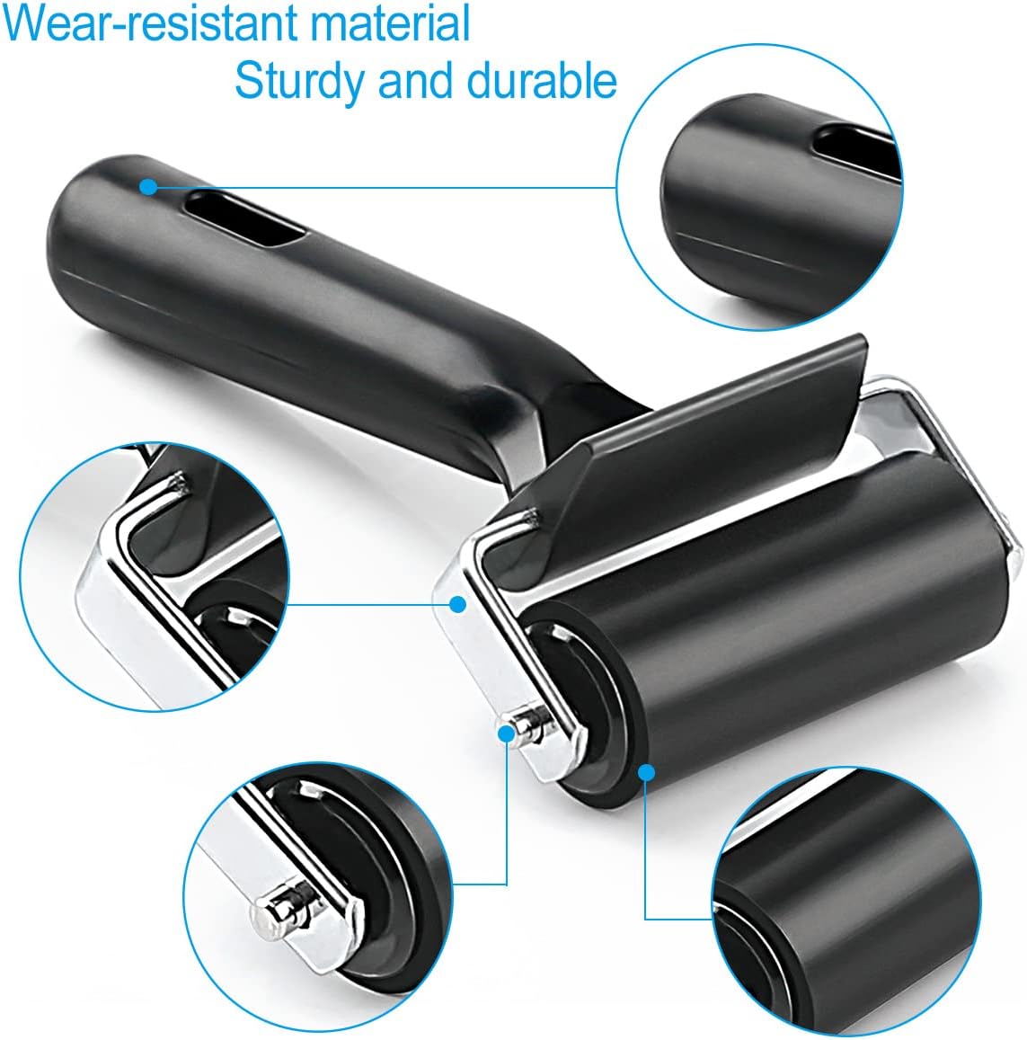 Rubber Roller, Ideal for Anti Skid Tape Construction Tools, Print, Ink and Stamping Tools (2.5-Inch, Black)