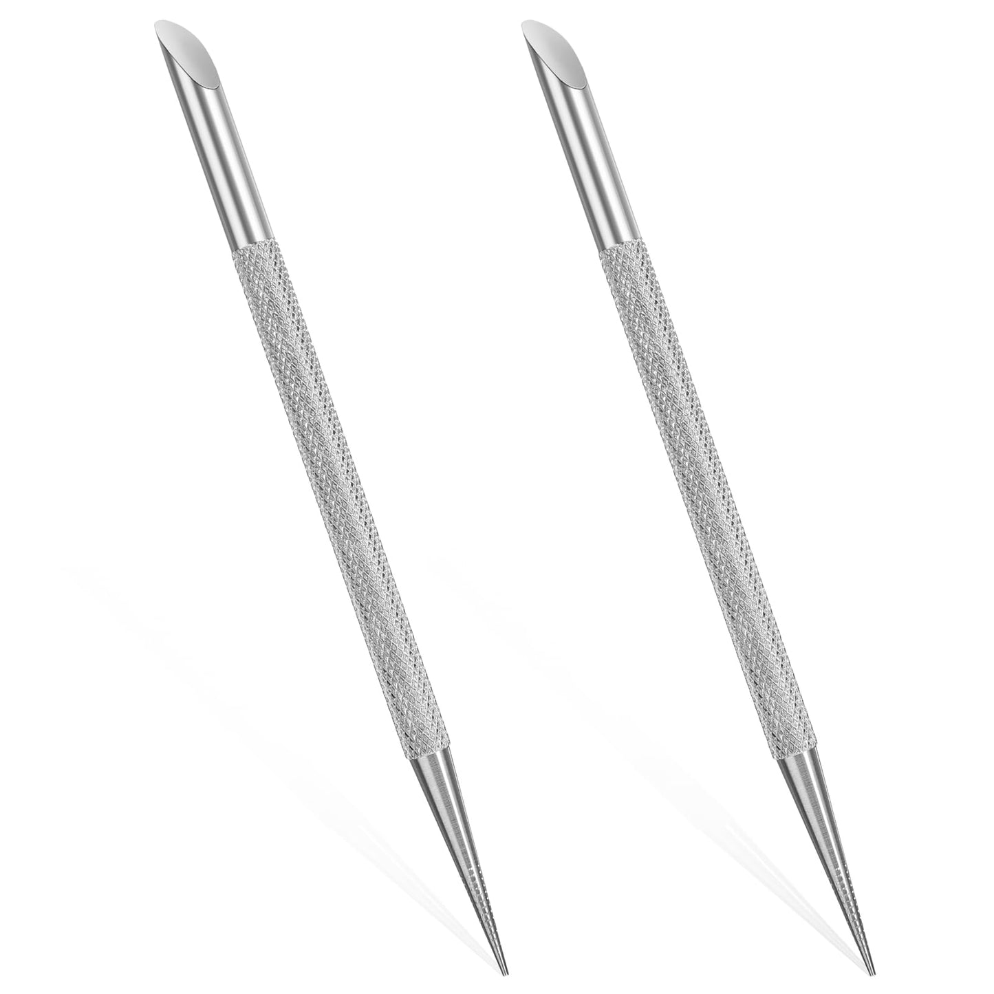 2Pcs Stainless Steel Cuticle Pusher Portable Nail Cleaner Remover Dead Skin Polish Peeler Cutter Professional Pedicure Nail Art Care Nails Cleaning Cuticle Stick for Fingernails Toenails Manicure