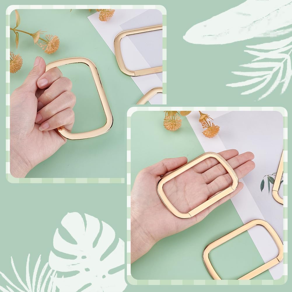 PH PandaHall 6pcs Purse Replacement Handle Rectangle Bag Handle Replacement Light Gold Purse Handles Metal Handel Frame for Handbag Purse Tote Bag Making Handle Replacement, 3.7x2.4”