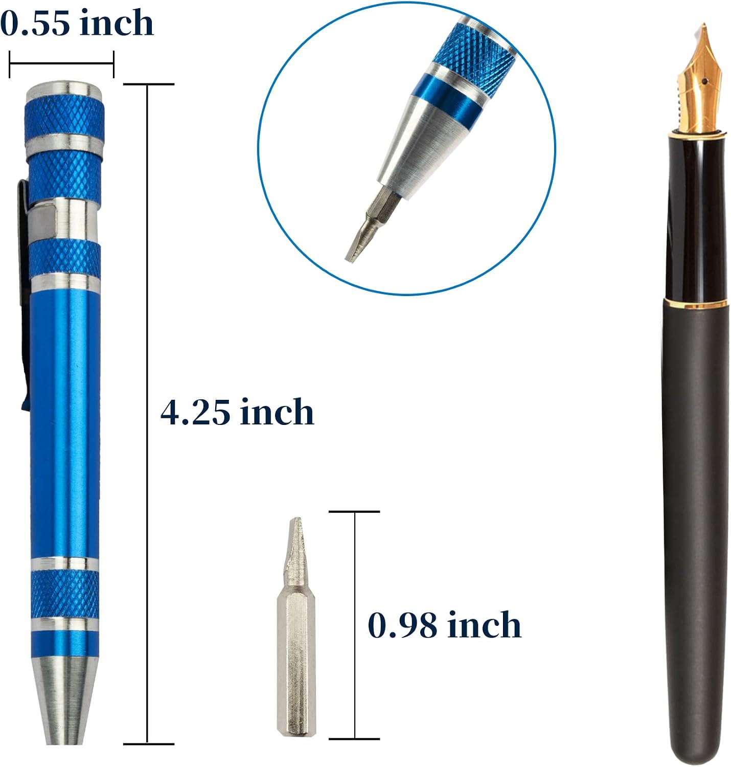 SWATOM 8 in 1 Mini Screwdriver Set Small Screwdrivers Pen Magnetic Repair Tools EDC Compact Precision Gadgets for Computer Eyeglasses Daily Home Improvement Use (Blue)