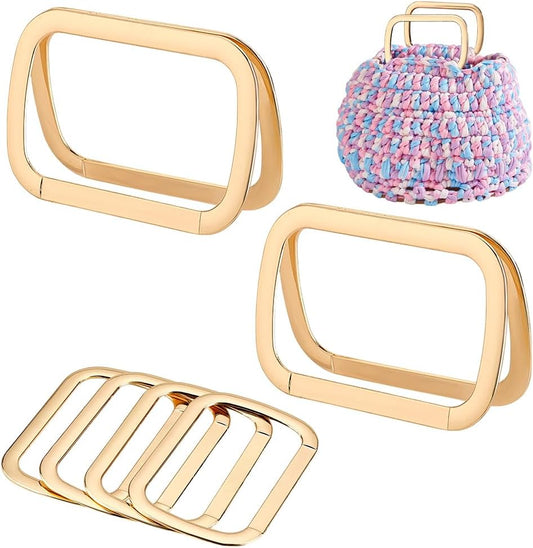 PH PandaHall 6pcs Purse Replacement Handle Rectangle Bag Handle Replacement Light Gold Purse Handles Metal Handel Frame for Handbag Purse Tote Bag Making Handle Replacement, 3.7x2.4”