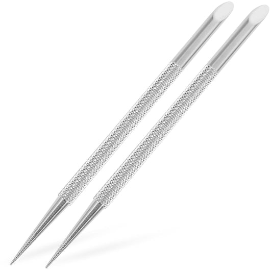 Beavorty Cuticle Pushers 2-Pack Stainless Steel Double-Head Nail Cleaner Remover with Non-slip Handle Gel Fingernails Dead Skin Polish Peeler for Manicure Fingernails Toenails