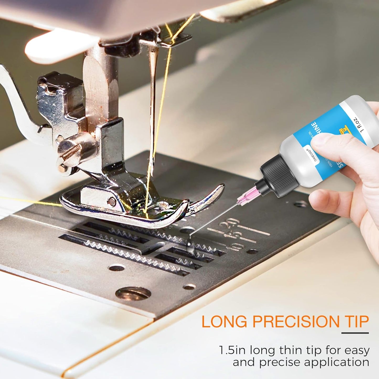 1oz Fine Light Sewing Machine Oil and Cleaning Kit, Includes Needle Tip Applicator & Dual-Ended Brush, Home & Industrial Mineral Sewing Machine Oil and Lubricant for Textile Machinery, by OAIEGSD