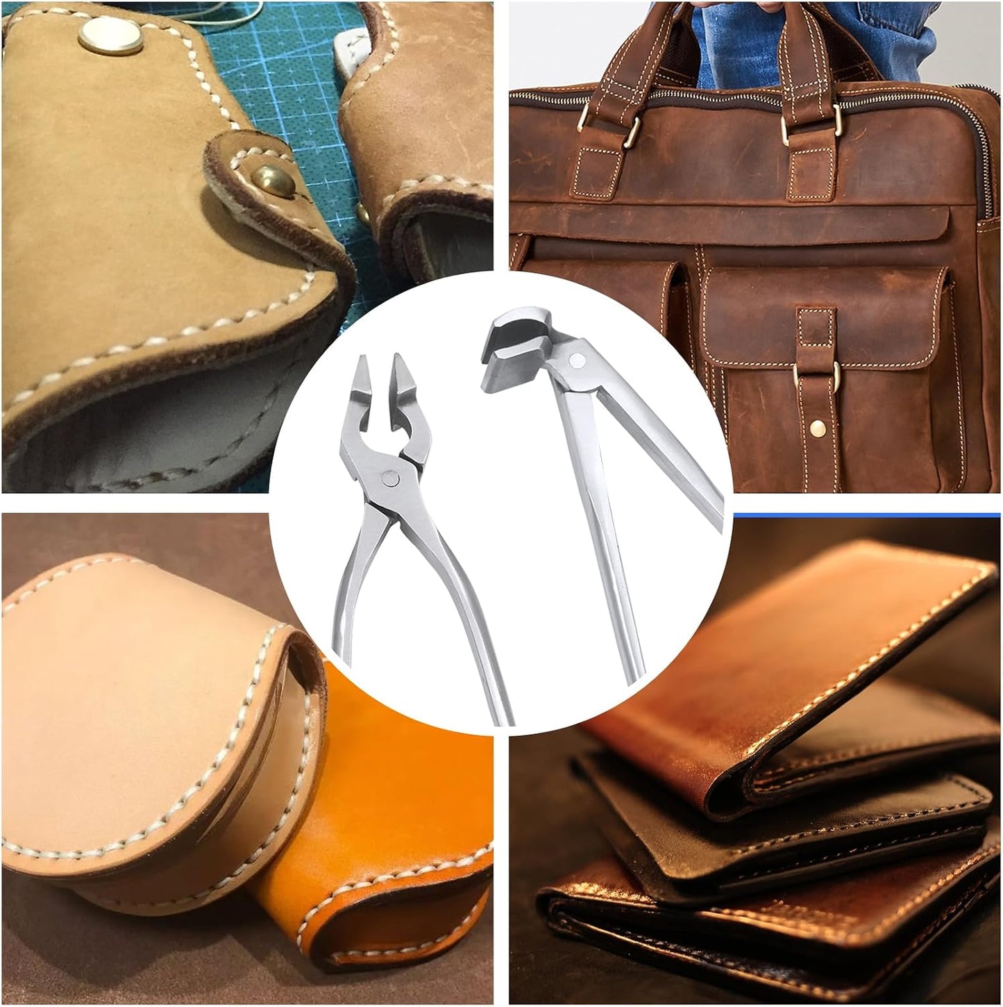 8 Inch Leathercraft Flatten Pliers Clamp Leather Edge Adjustment Press Flatten Plier Clamp For Bag Belt Wallet Labor Saving Flat-Nose Plier Leather Tools For Leather Working