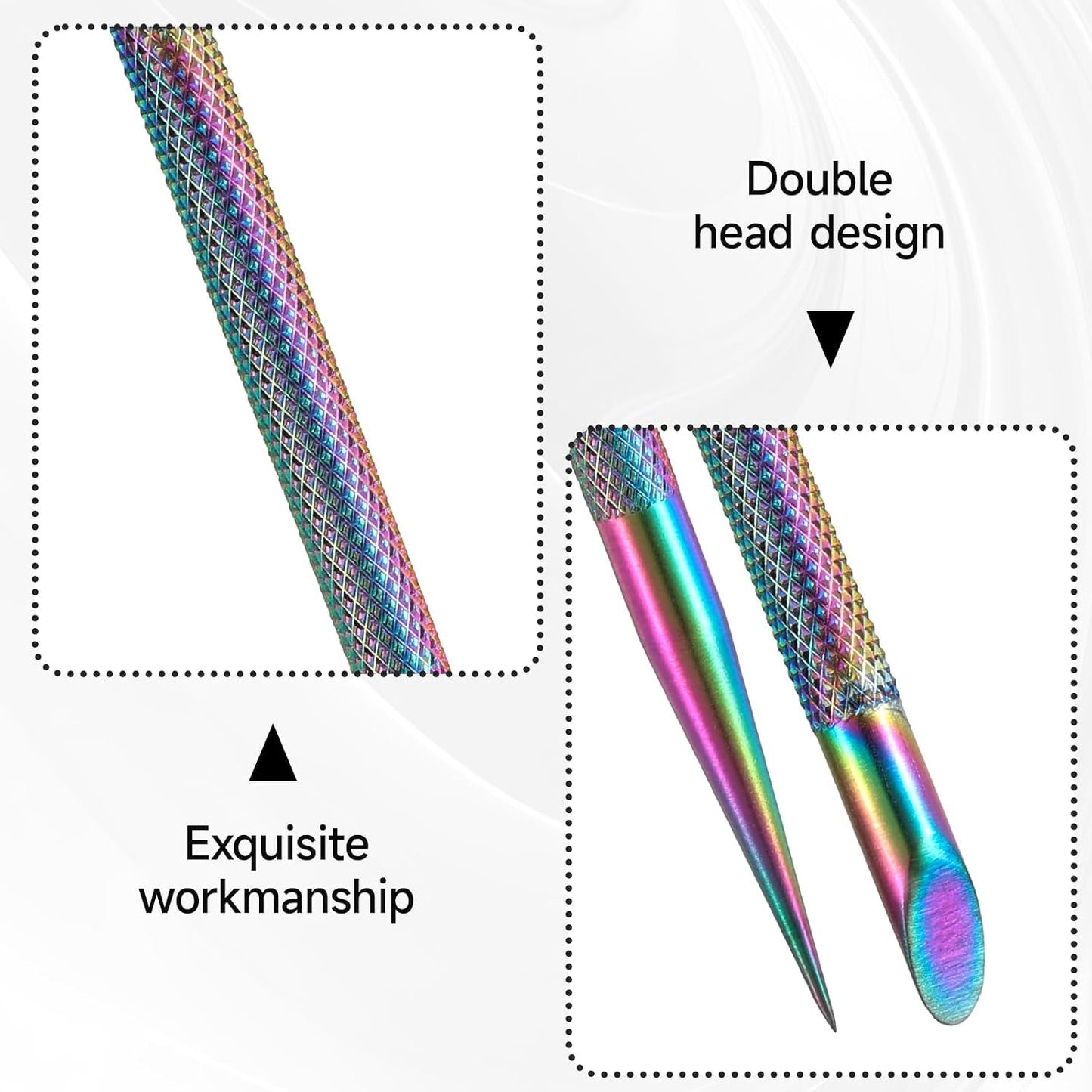 2Pcs Stainless Steel Cuticle Pusher Portable Nail Cleaner Remover Dead Skin Polish Peeler Cutter Professional Pedicure Nail Art Care Nails Cleaning Cuticle Stick for Fingernails Toenails Manicure