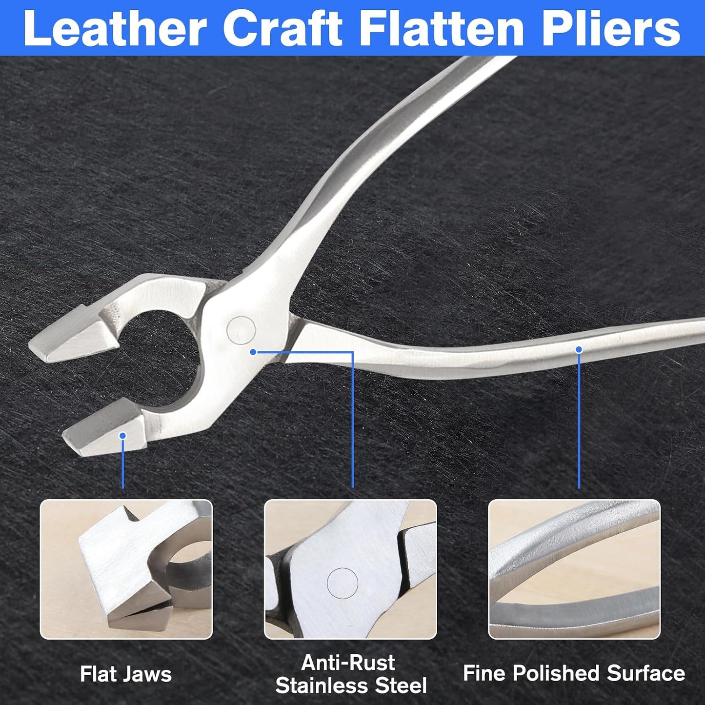 8 Inch Leathercraft Flatten Pliers Clamp Leather Edge Adjustment Press Flatten Plier Clamp For Bag Belt Wallet Labor Saving Flat-Nose Plier Leather Tools For Leather Working