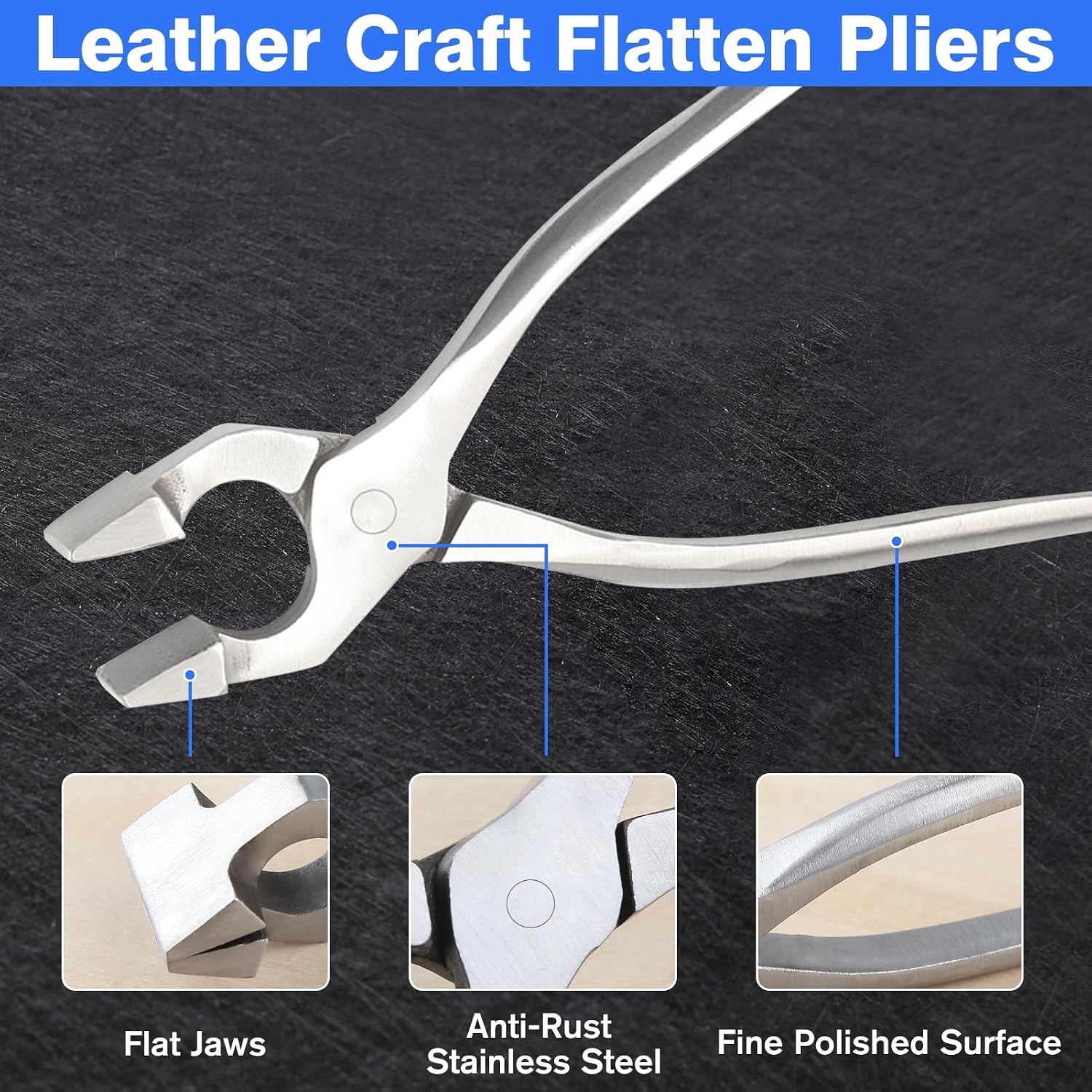 8 Inch Leathercraft Flatten Pliers Clamp Leather Edge Adjustment Press Flatten Plier Clamp For Bag Belt Wallet Labor Saving Flat-Nose Plier Leather Tools For Leather Working