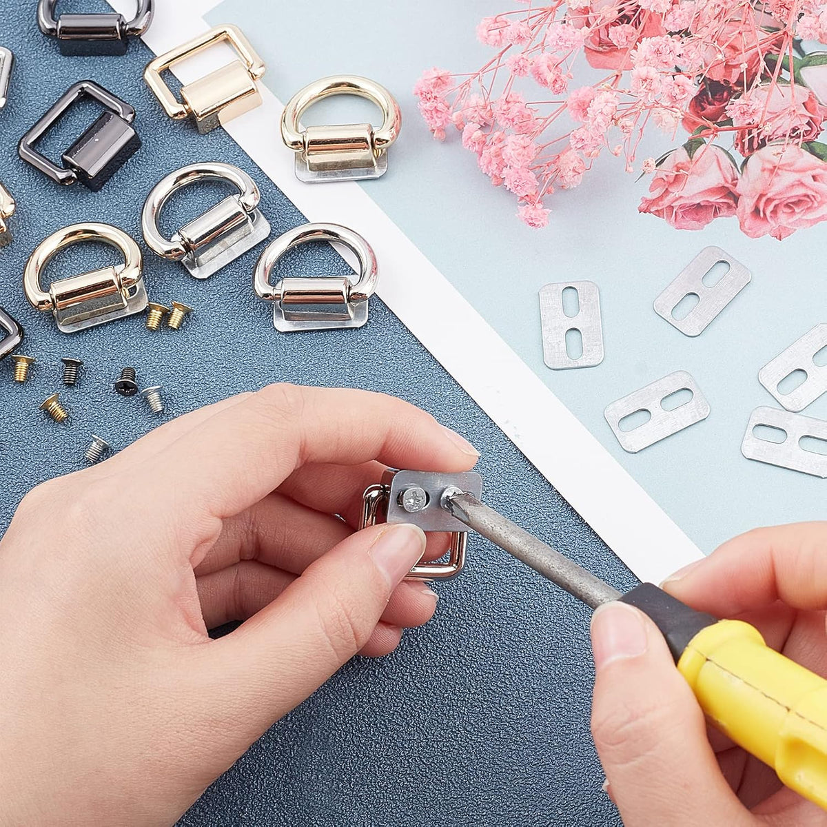 WADORN 12 Pack Purse Suspension Clasp Strap Connectors Hardware Bags Ring