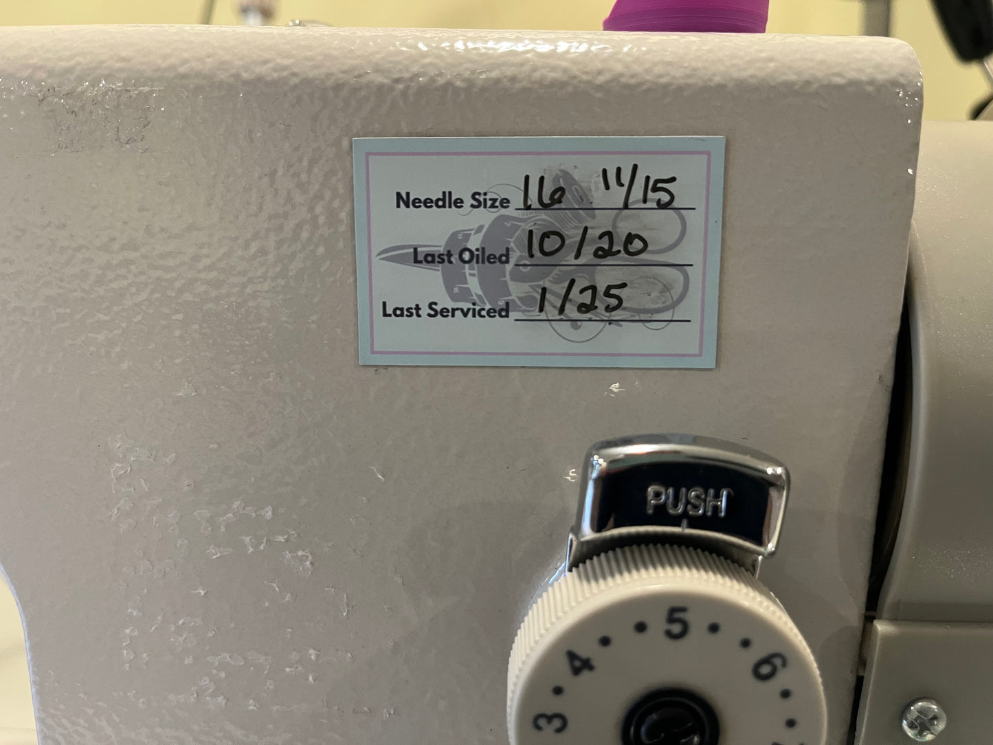 Sewing Maintenance Sticker (Dry Erase)