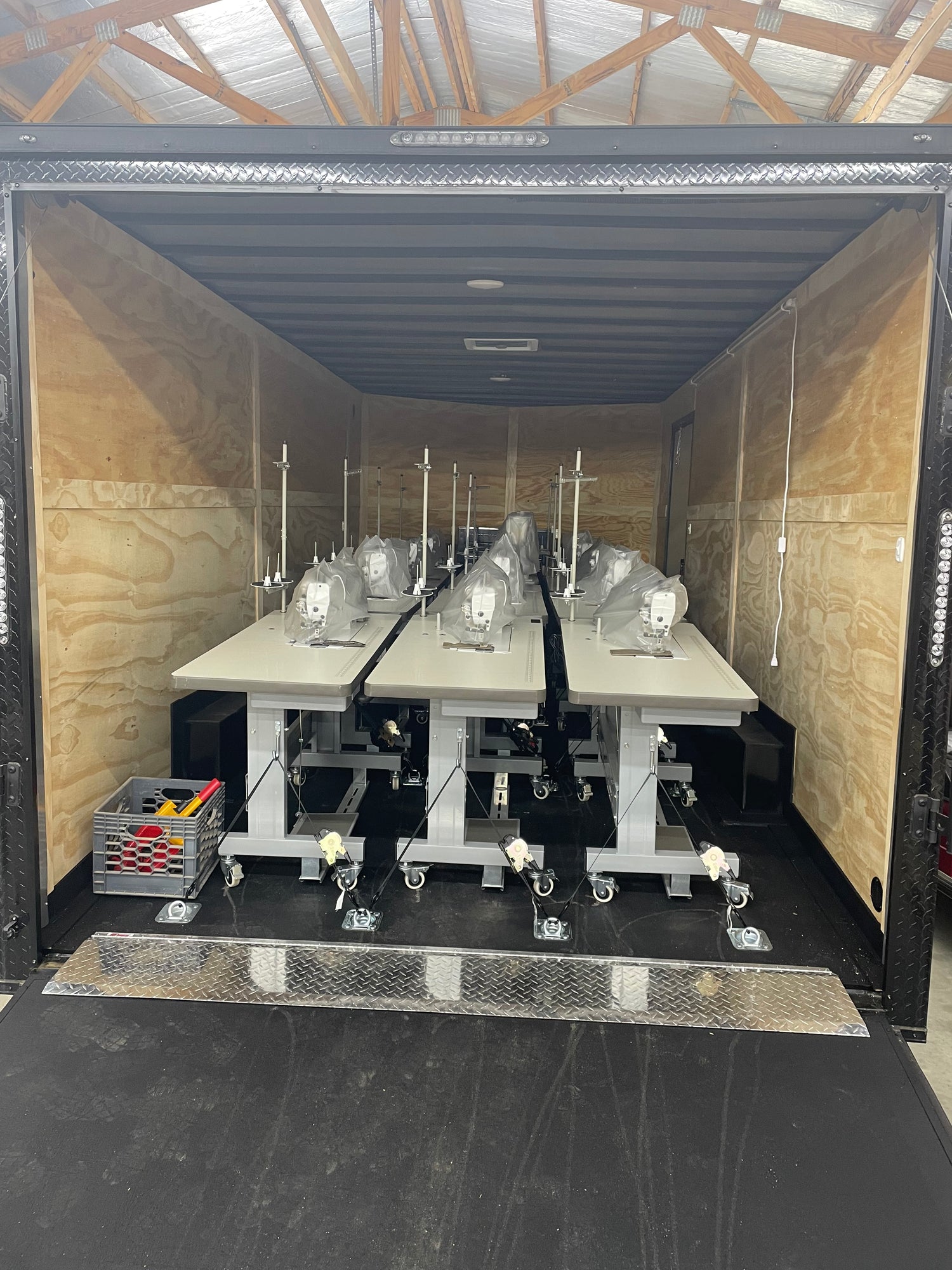 Measure and Cutt Truck deliverying sewing machines to an event