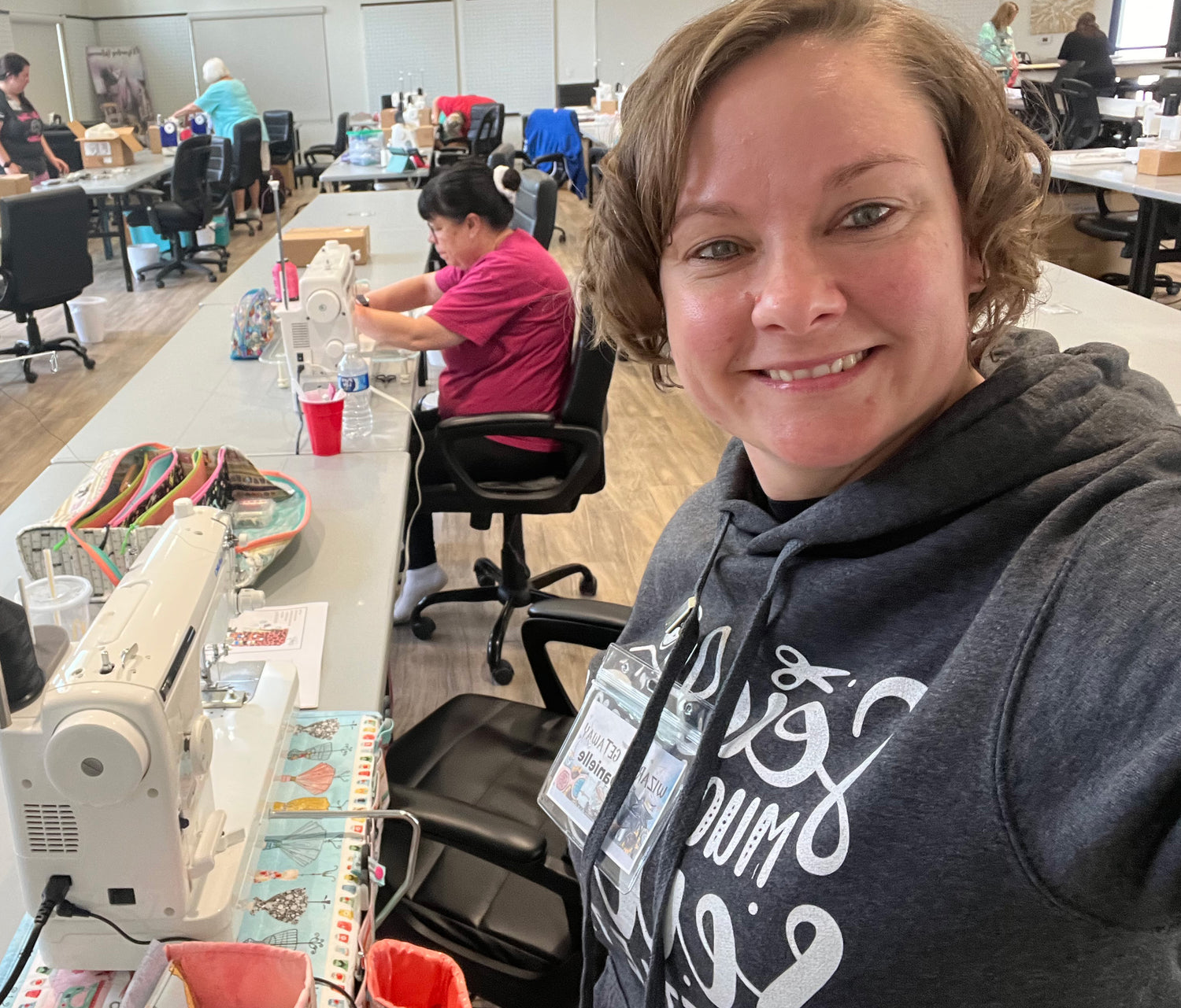Danielle in sewing studio